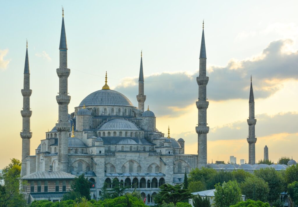 Hagia Sophia and the Istanbul skyline at dusk
